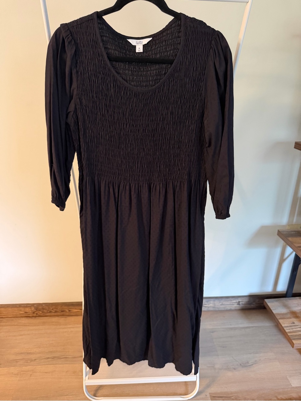 croft & barrow Black Smocked Midi Dress